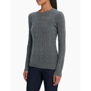 Polo Ralph Lauren Gray 100% Cashmere Cable Knit Crew Neck Sweater Womens Medium